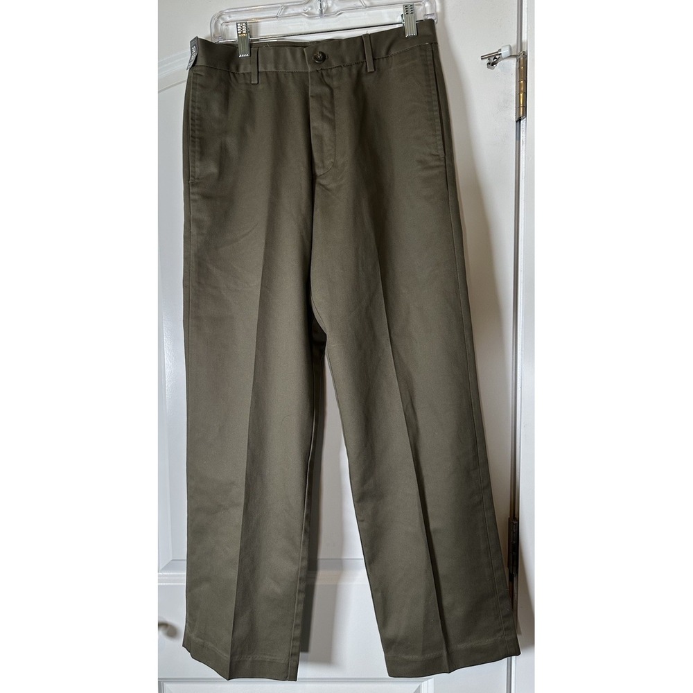 NWT Izod Madison Chino Pants W/ Sportflex Green Pleated‎ Men's Sz 30X 30 Casual